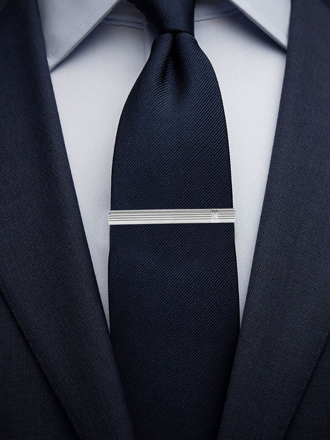 Silver Tie Pin with Crystal Accent