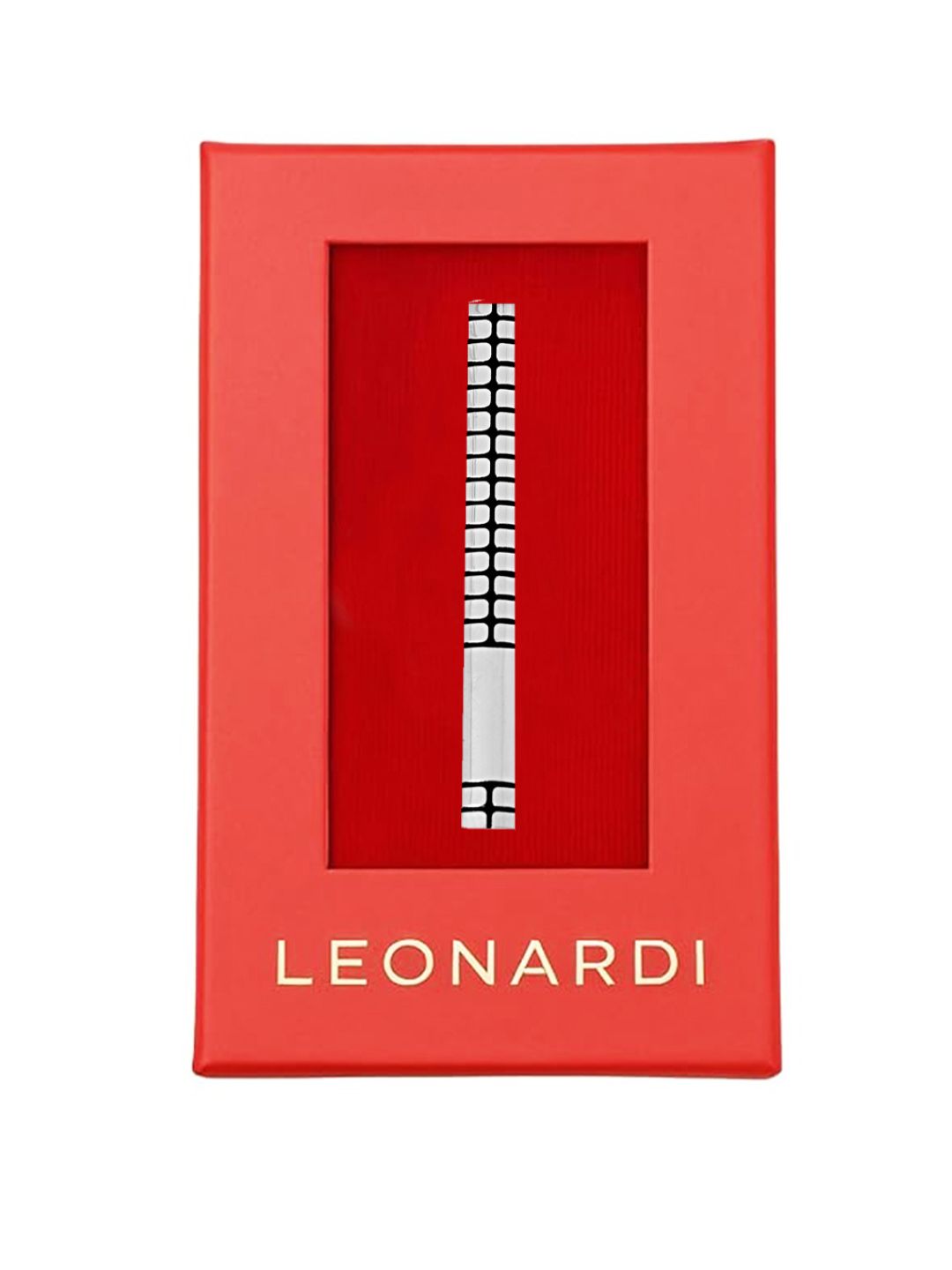 Silver Tie Pin with Black Grid Pattern