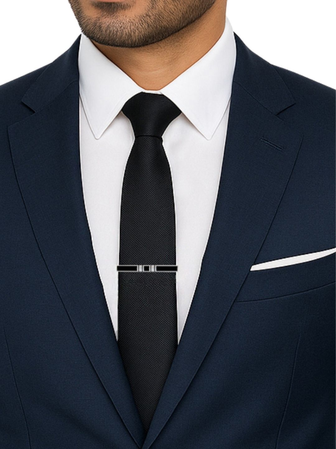 Silver Tie Pin with Black Panel Design