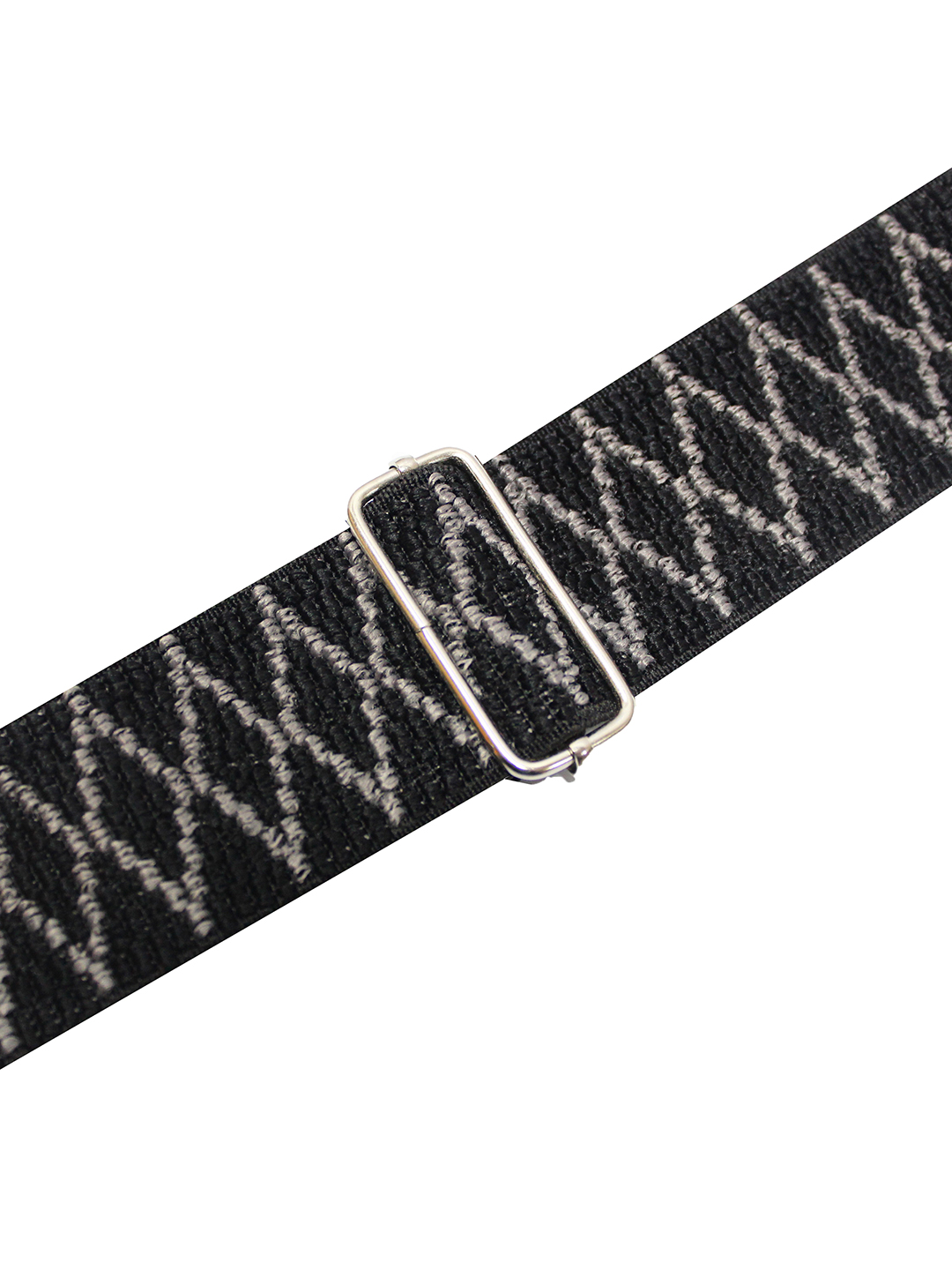 Black Patterned Suspenders with Silver Clips