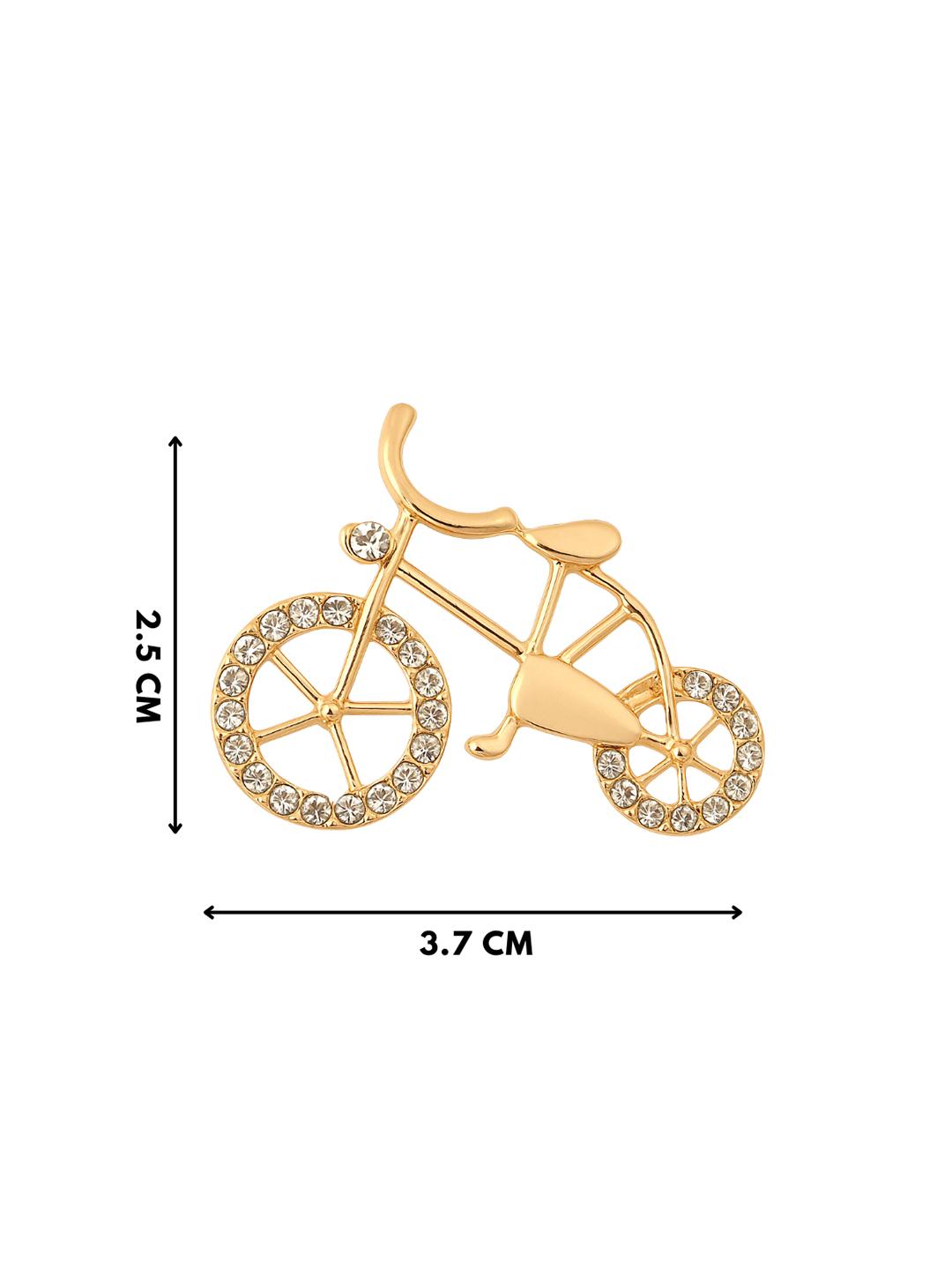 Gold Bicycle Brooch with Crystal Wheels
