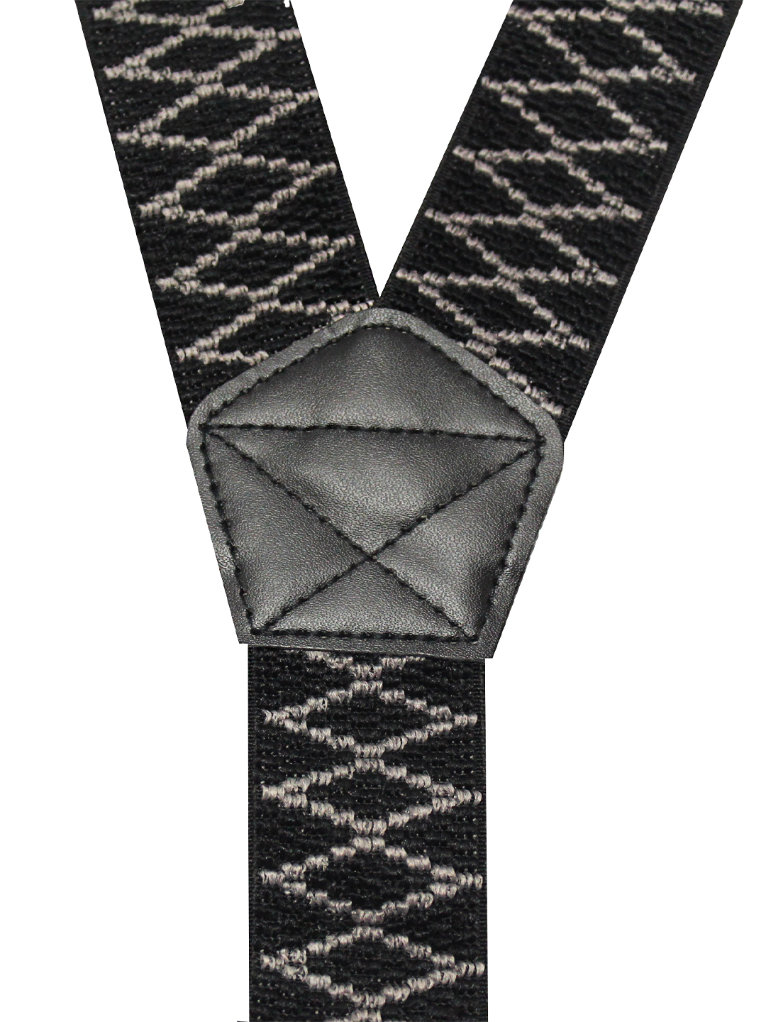 Black Patterned Suspenders with Silver Clips