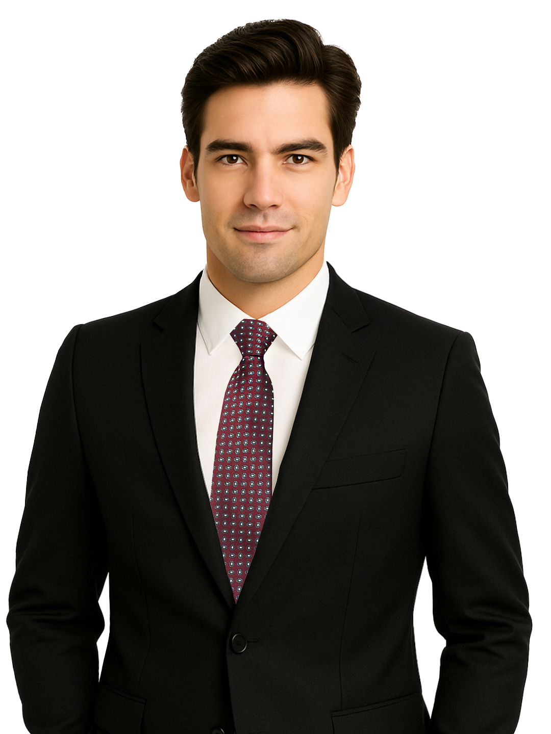 Maroon Geometric Pattern Adjustable Zipper Tie