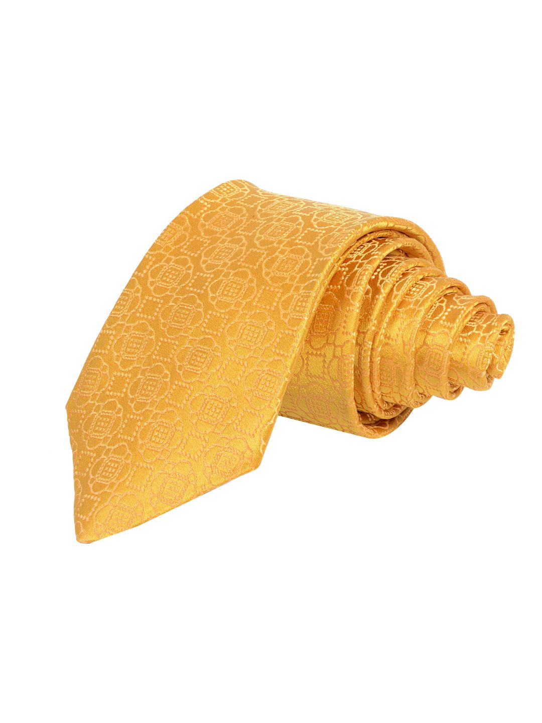 Golden Yellow Jacquard Silk Tie