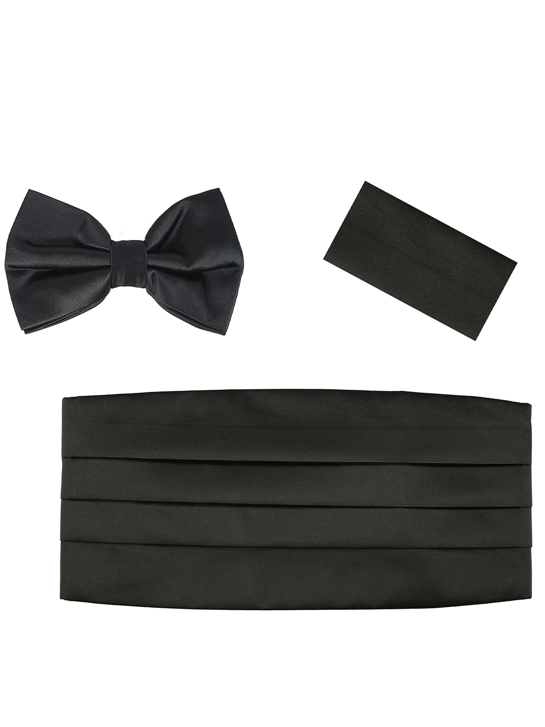 Black Satin Bow Tie with Matching Cummerbund
