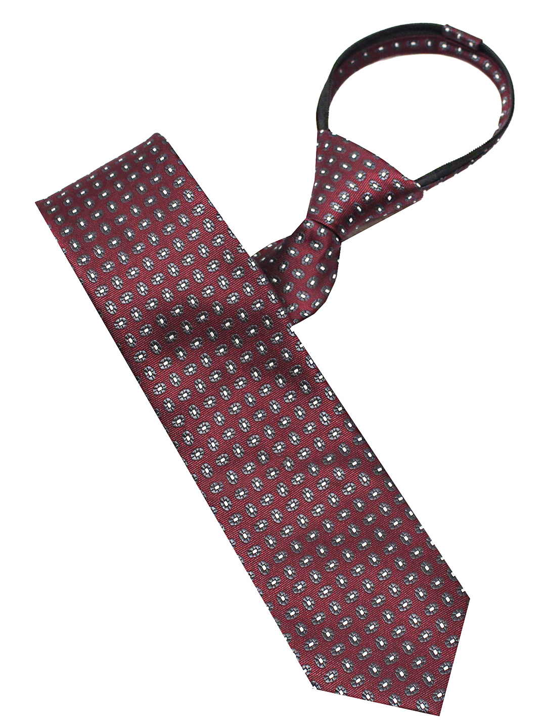 Maroon Geometric Pattern Adjustable Zipper Tie