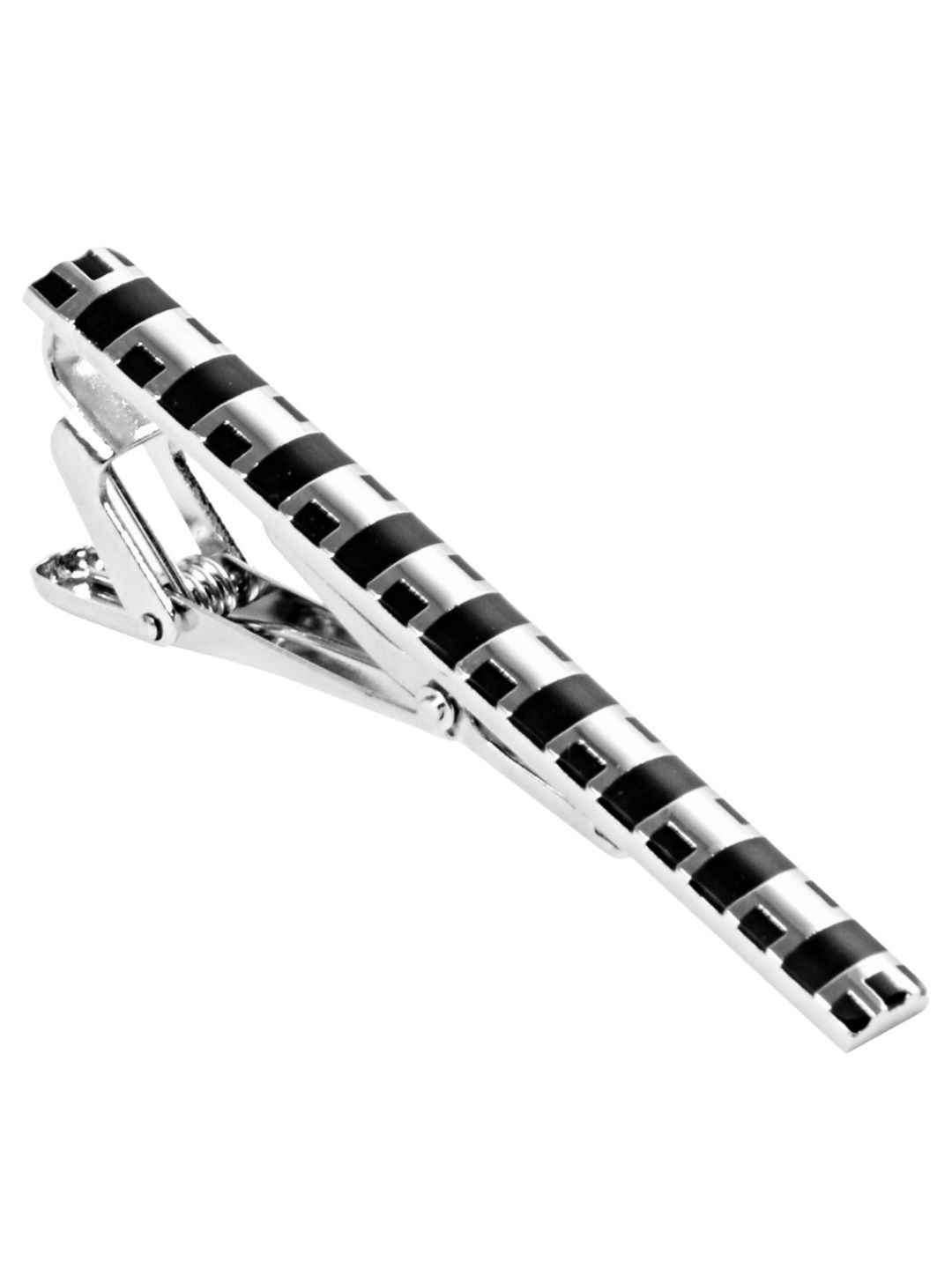 Silver Tie Pin with Black Segmented Inlay