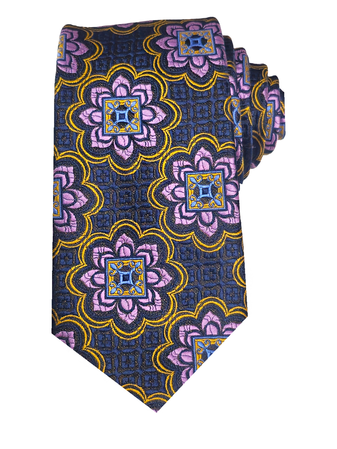 Navy Blue Floral Jacquard Tie