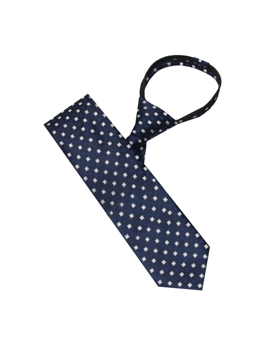 Navy Blue Micro Square Zipper Tie