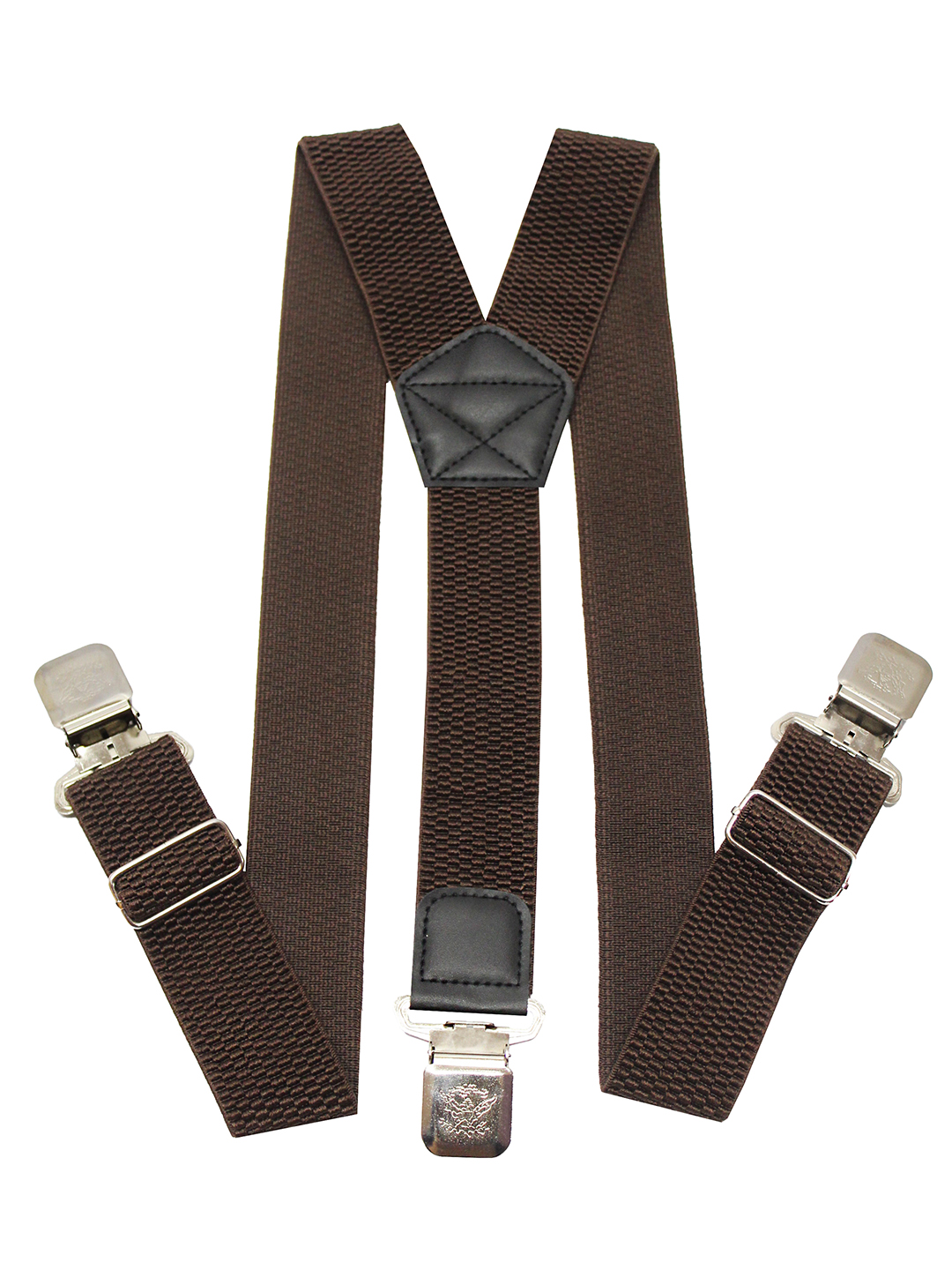Brown Textured Suspenders with Metal Clips