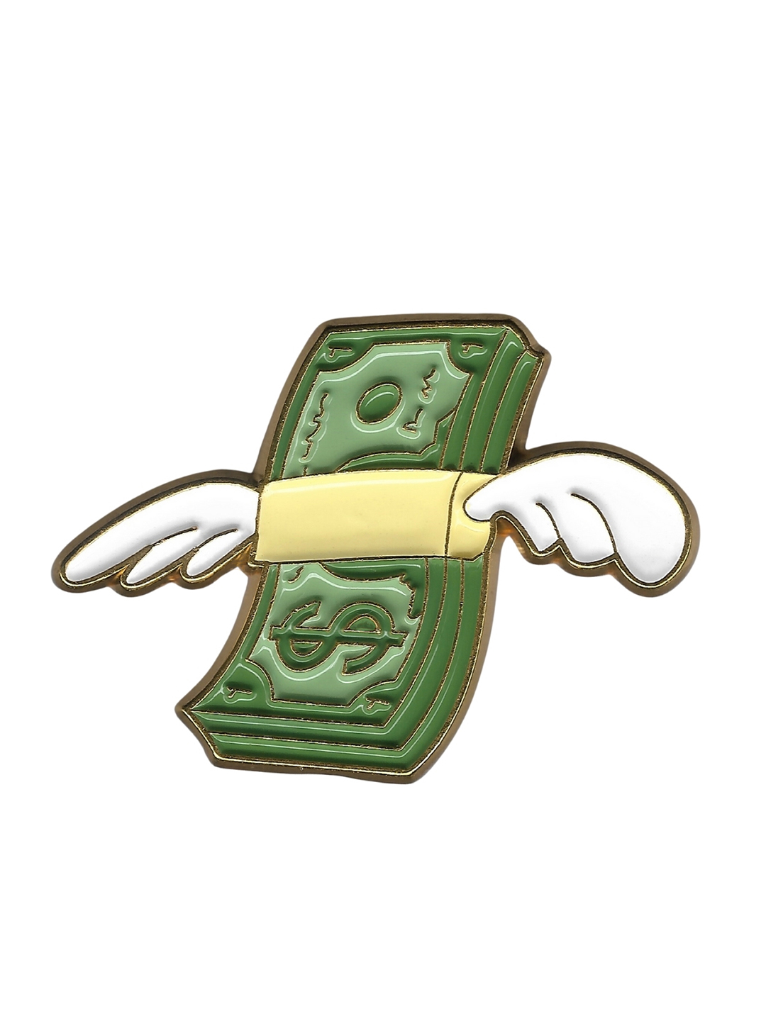 Gold and Green Dollar Wings Brooch